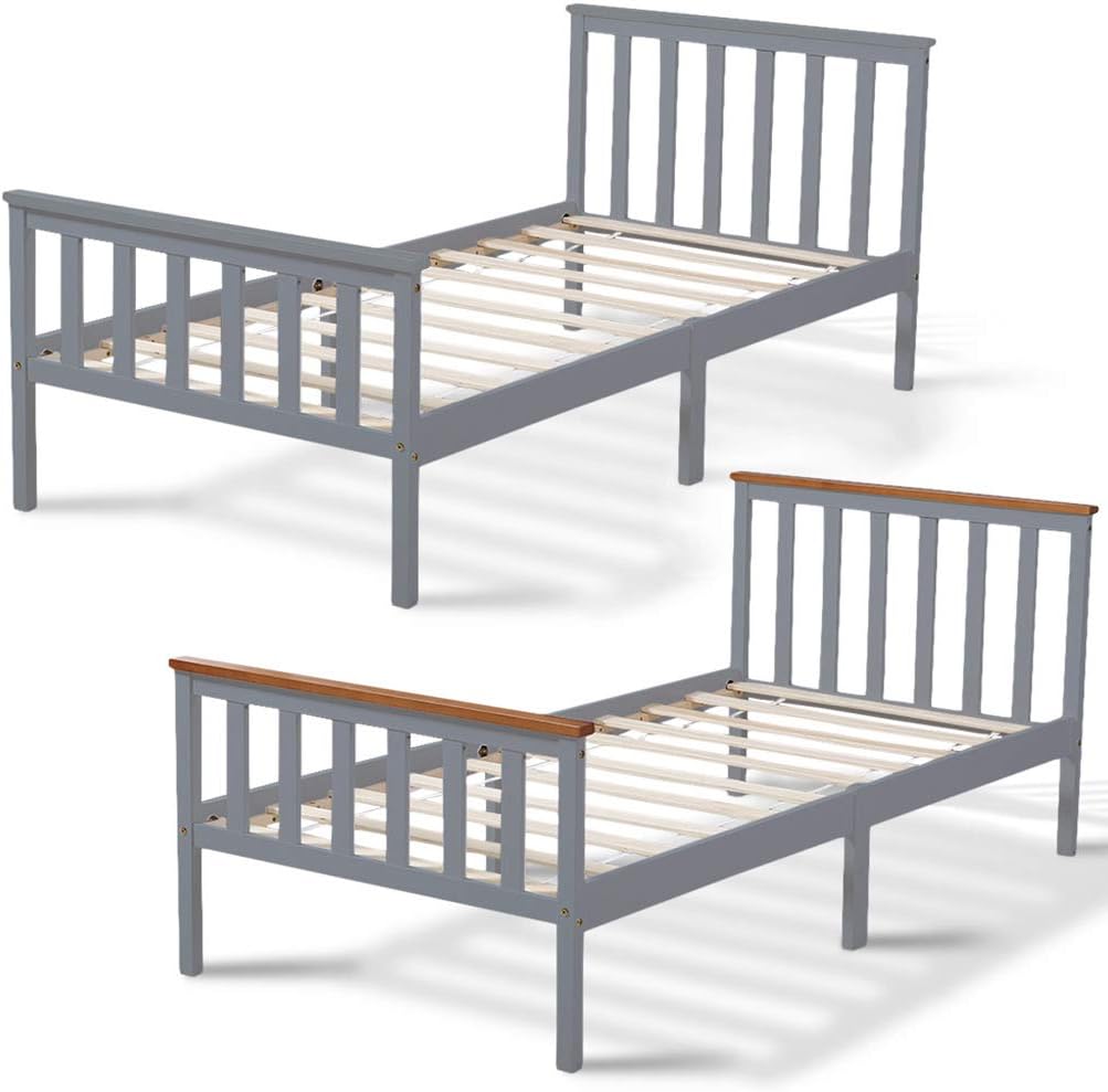 AVC Designs Single Pine Bed Frame 3ft Grey Wooden Shaker Style Bedroom Furniture (Grey)