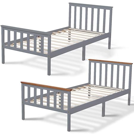 Avc Designs Single Pine Bed Frame 3ft Grey Wooden Shaker Style Bedroom Furniture Grey Oak