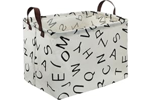 HIYAGON Rectangular Storage Box Basket for Baby, Kids or Pets - Fabric Collapsible Storage Bin for Organizing Toys,Nursery Basket,Clothing,Books, Gift Baskets(alphabet)