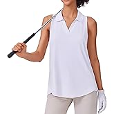 PINSPARK Womens Golf Shirt UPF 50+ Sleeveless Collared Shirts Quick Dry Tennis Polo V-Neck Racerback Athletic Workout Tank
