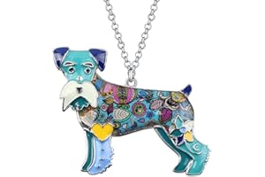 BONSNY Signature DOG collection Love Pets“SILVER”Statement SCHNAUZER Necklace Dog Animal Pendant