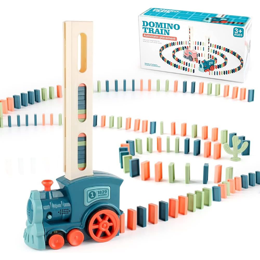 OBEST Domino Train Toys, Electric Train Domino Blocks, Automatic Laying, Model Building Educational Toy Gifts, Birthday for Kids 3+