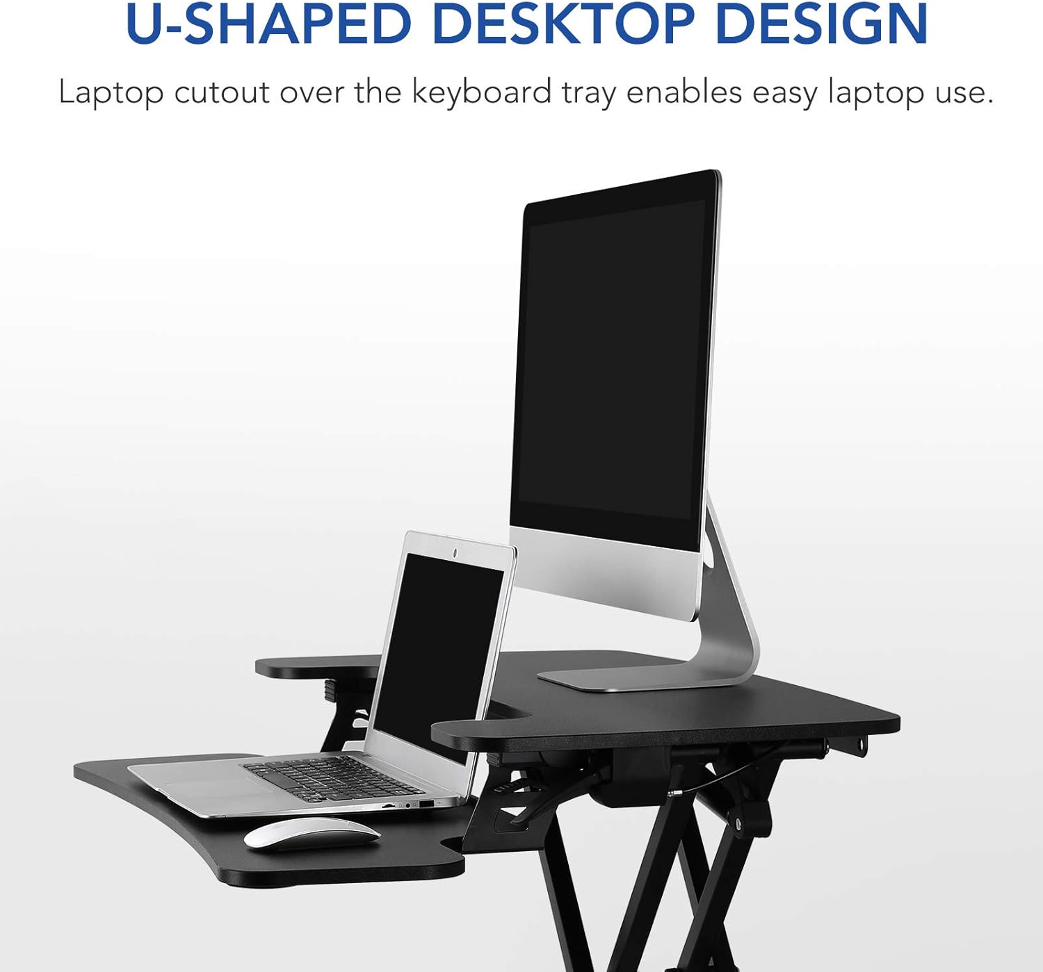 FLEXISPOT Standing Desk Converter 30 inch Height Adjustable Stand Up Desk Riser Black Home Office Desk Workstation for Dual Monitors and Laptop (M730) : Office Products