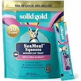 Solid Gold Lickable Cat Treats, Tuna, for Indoor Cats &amp; Kittens 30 Squeezes | Limited Ingredient SeaMeal&trade; Recipe Squeezable Healthy Cat Treats for Indoor w/Seaweed for Gut &amp; Immune Support