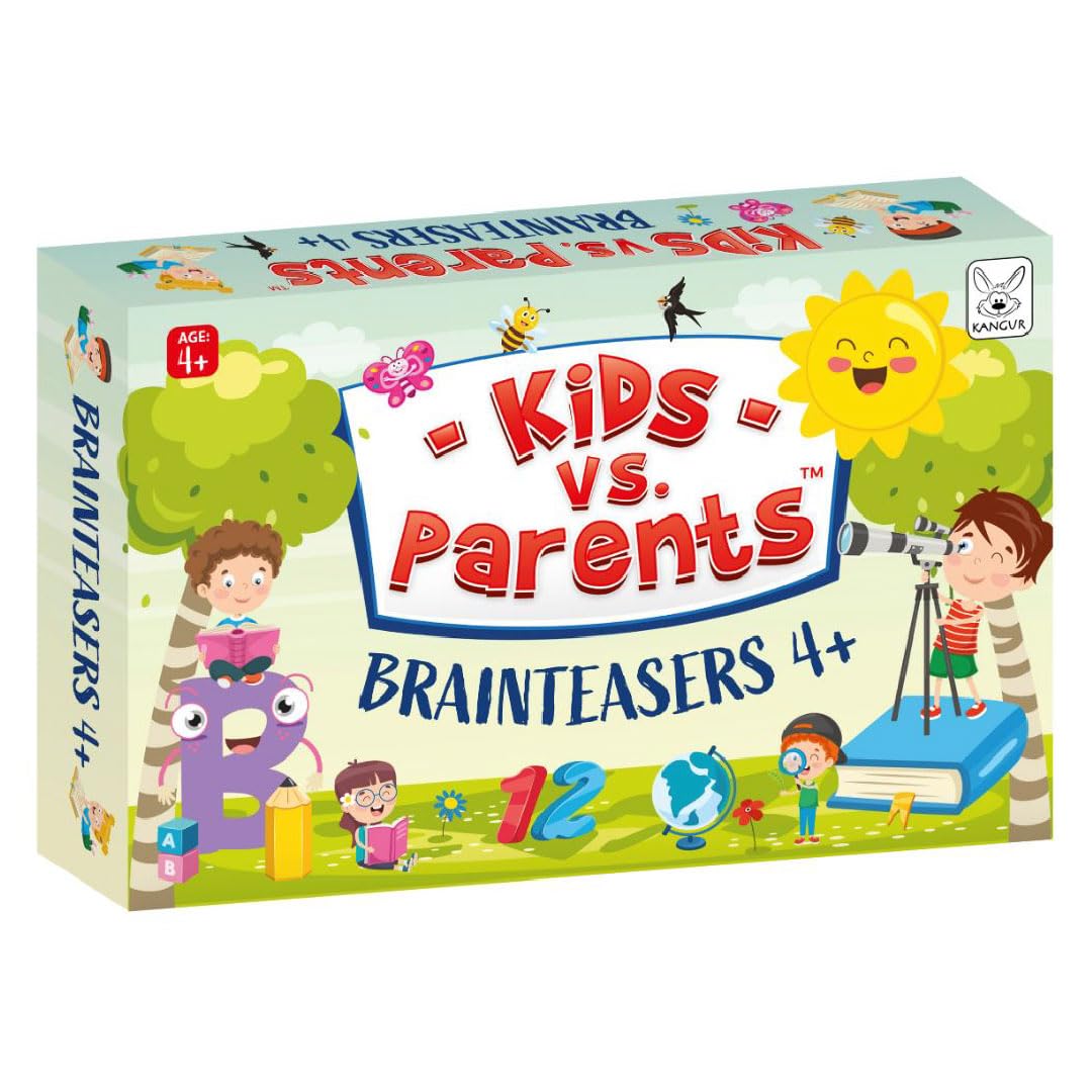 KANGUR Kids vs. Parents Brainteasers 4+ Riddles Games Quiz for Kids 4+ Trivia Games Quiz Family Games Card Game Brainteasers Puzzles | 50 Cards