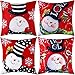 4 Pieces Christmas Pillow Case Throw Cushion Cover Cotton Linen Pillow Decorations, 18x18 inch (Color Set 10)