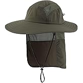Home Prefer UPF 50+ Mens Wide Brim Fishing Hat with Neck Flap Sun Hat for Men Women Sun Protection Cap