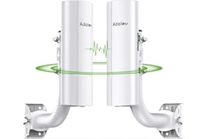 Gigabit Wireless Bridge with Mounts,AdaLov Point to Point/Multipoint WiFi Bridges,Outdoor CPE with 100/1000Mbps LAN Port,5.8G 3KM High Speed Wireless Ethernet Bridge with 16dBi High-Gain Antenna