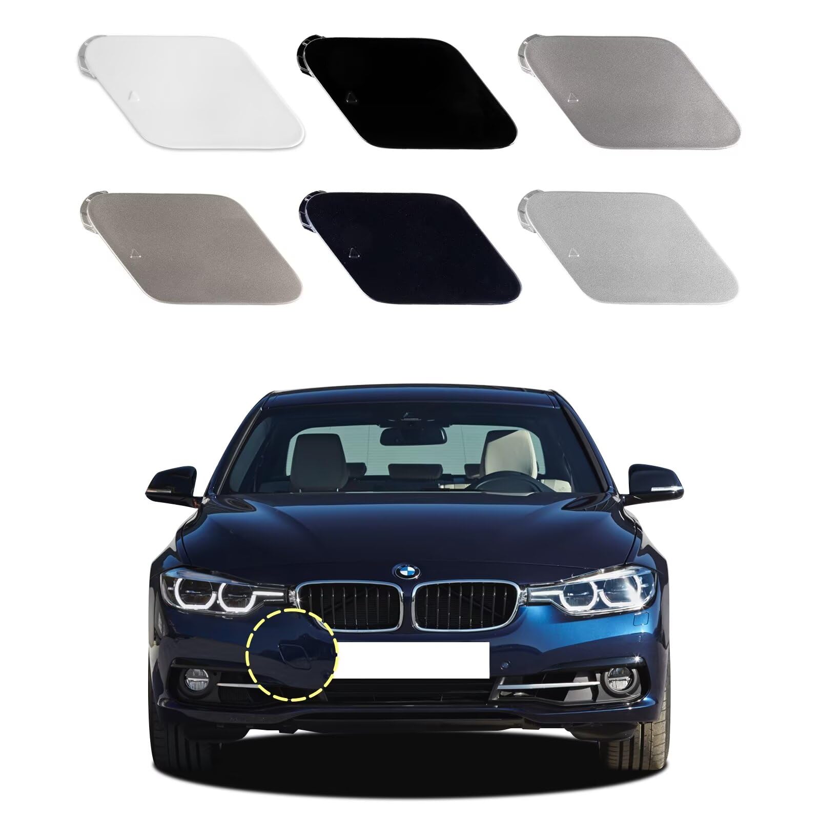 Photo 1 of Car Front Bumper Tow Hook Cover Compatible with BMW 5 Series F07 2010 2011 2012 2013 GT 535i 530i 550i Trailer Cover Cap 51117200753 51117248065 Towing Eye Cap Titan Silver Right Passenger Side