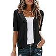 Arach&Cloz Womens Cardigans Summer 2024 Cropped Lightweight Short Sleeve Bolero Shrugs Sweater Cozy Clouds