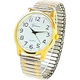 2Tone Large Face Easy to Read Stretch Band Watch