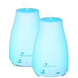 Diffuserlove 2 Pack 200ml Essential Oil Diffuser Ultrasonic Aromatherapy Diffuser Cool Mist Humidifiers with 7 Color LED Ligh