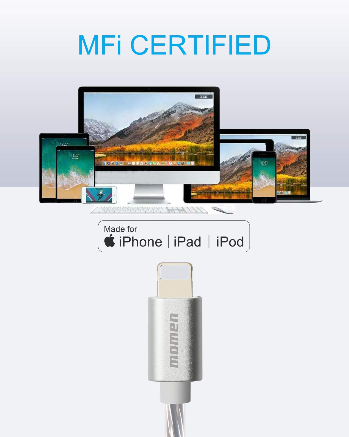 Lighted iPhone Charger Cable 10ft 2Pack Momen Fast Sync Charging Cable LED Flowing Light Charging Cord Compatible with iPhone 11/11 Pro/11 Pro Max/X/Xr/8/8 Plus/7/7 Plus/6s/6 and More(Blue & Green)