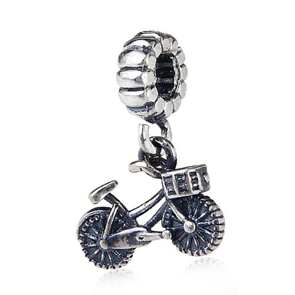 Bike Charm 925 Sterling Silver Bicycle Charm Sport Charm Dangel Charm for Pandora Charm Bracelet (A)