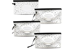 Fnydvis Baby Wipe Dispenser,Portable Wipes Holder,Refillable Wipes Container,Baby Wipes Bags,Reusable Travel Wet Wipe Pouch (4Pack)