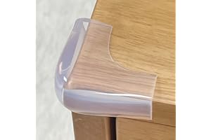 ANGLORIA Food-Graded Silicone Clear Corner Protectors, Baby Proofing Table Edge Guards, Pre-Tapep Adhesive Soft for Kids Child Safety Proof, Cabinets Counter Furniture Bumpers (4, 3/5x3/5 in (Width))