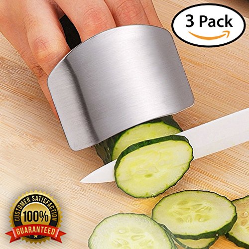 Finger Guard & Protector for Cutting and Chopping - Stainless Steel Slicing Kitchen Tool to Protect Your Fingers (3-Pack)