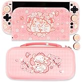 BelugaDesign Sakura Cat Switch 2 Bundle | Kawaii Pink Snap-On Case Carrying Case Dock Cover | Cute Anime Pastel Japanese Style Accessory Set | Compatible with Nintendo Switch 2