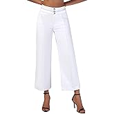 roswear Women's Wide Leg Petite Jeans High Waisted Stretchy Cropped Denim Pants