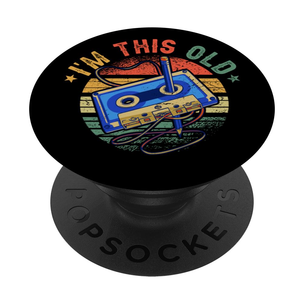 Retro I'm This Old Classic Music Vintage Cassette Tape PopSockets Adhesive PopGrip