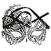 Coxeer Venetian Masquerade Mask Women's Swan Metal Filigree Laser Cut Mask (Black)