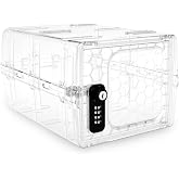 Urban August Combination Lock Box For Food &amp; Medicine - Dual Combination &amp; Keyed, Made of Industrial-Grade Plastic, One Size (Clear)