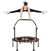 K KENSONE 40/48" Foldable Rebounder Trampoline for Adults with Bungee, 450/550 LBS Quiet Indoor Mini Trampoline for Adults Fitness, Gym Workout, Home Exercise