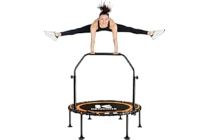 K KENSONE 40/48" Foldable Rebounder Trampoline for Adults with Bungee, 450/550 LBS Quiet Indoor Mini Trampoline for Adults Fitness, Gym Workout, Home Exercise