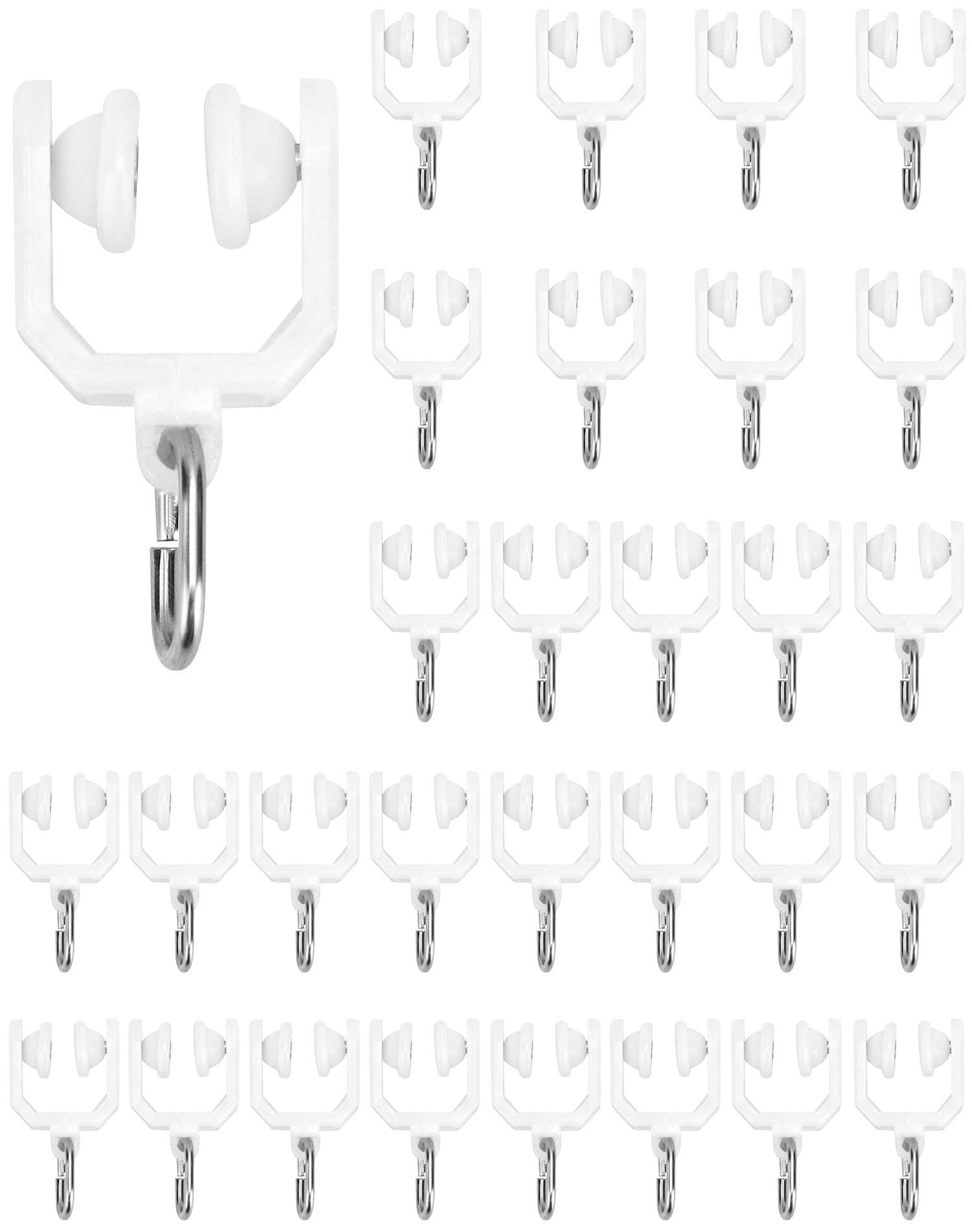 QWORK® Curtain Rail Track Pulley, Curtain Track Rollers, Curtain Runners, for Windows Shower Curtain Tracks 9mm Dia 30 Pcs