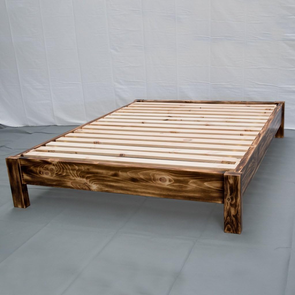 Torched Farmhouse Platform Bed - King/Traditional Platform Frame/Wood Platform Reclaimed Bed/Modern/Urban/Cottage Platform Bed