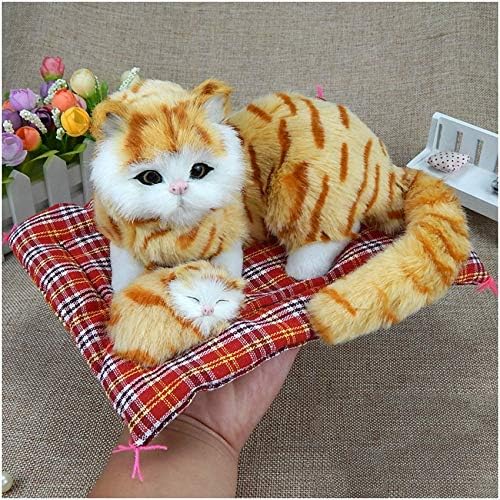 FXQ Simulation Plush Kitten - Simulation Cat Model with Seat Cushion - Lifelike Stuffed Kitten Figurine - for Home Decoration Car Decor Baby Birthday Toy Gift