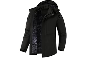 Down Jacket Men Hooded Winter Fleece Lined Insulated with Detachable Liner Windproof Jacket for Outdoor Casual