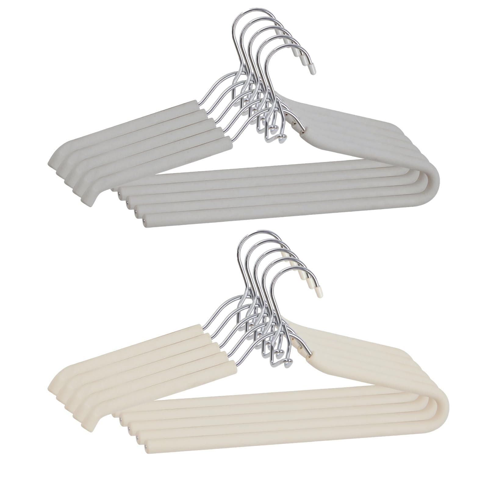 Photo 1 of **Only4**
Spring Fever Foam Padded Clothes Hangers with Hooks - Sponge Non Slip Chrome Plating Heavy Duty Space Saving Open Ended for Women Men Pants Coat Green-Grey 5 Pack & Beige 5 Pack