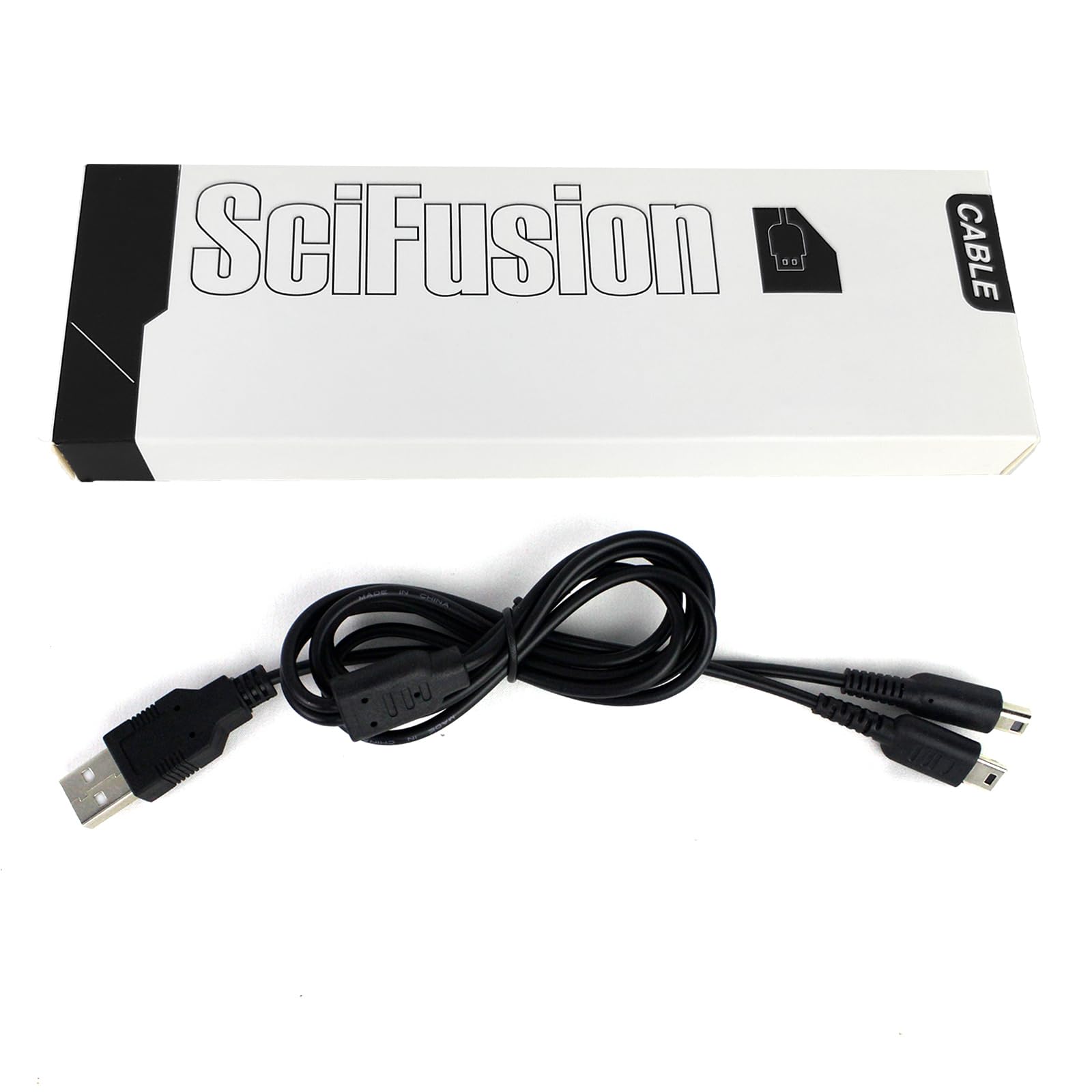 SciFusion 2-in-1 3DS DS Lite Charger Cable USB Charging Cord for Nintendo DS Lite/3DS/3DS XL/2DS/2DS XL/DSi/DSi XL, Black, 4ft