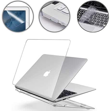 i-Buy Gummierte Harte Schutzhülle Hülle für Apple MacBook Air 13' (13,3 Zoll) + Schutzfolie + Silikon Tastaturschutz + Anti-S