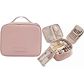 Windyupon Travel Toiletry Bag & Makeup Bag for Women, PU Leather Cosmetic Case with Compartments, Waterproof Large Organizer for Travel Essentials
