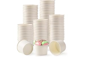Belinlen 100 Count 4 oz Paper Ice Cream Cups Frozen Yogurt Cup Dessert Bowls Frozen Dessert Supplies(White)