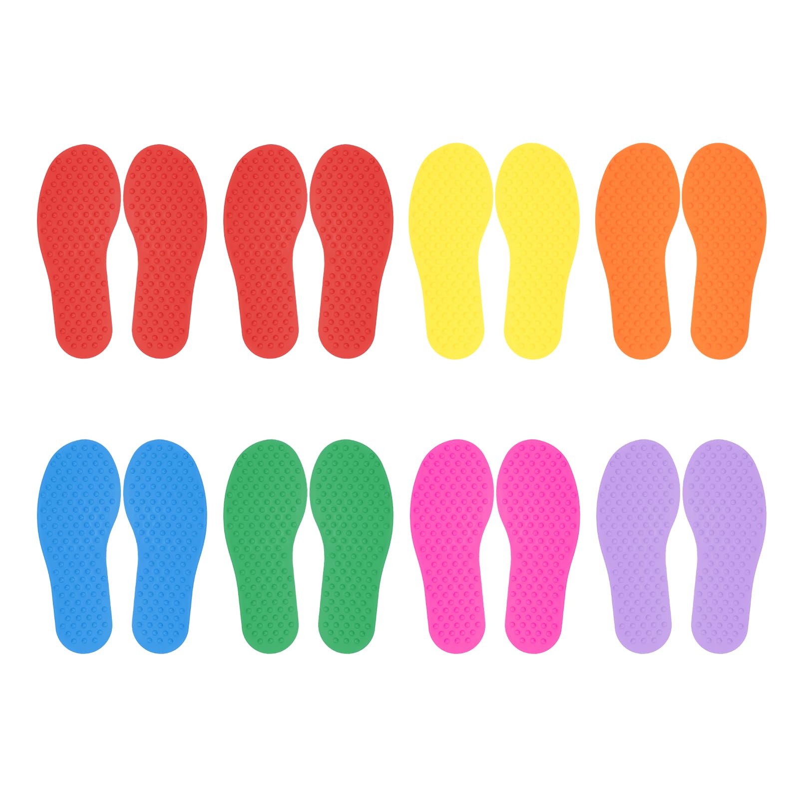 PATIKIL Feet Markers for Classroom, 8 Pairs Plastic Floor Foot Shaped Non Slip Spots Carpet Markers for Education Preschool Children Teacher Supplies, 7 Colors