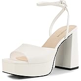 Modatope Platform Heels for Women Platform Sandals Womens Chunky Heel Open Toe Pumps Ankle Strap Womens Wedding Party Pumps Shoes