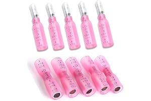 Teansic Heat Shrink Bullet Connectors,100pcs Female & Male Electrical Bullet Butt Terminals,Insulated Waterproof Marine Butt Connectors for Watercraft, Electronics & Automotive (AWG 22-18)
