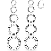 Ocptiy 20G-2G Surgical Steel Hinged Clicker Septum Nose Rings Gauges Earrings Seamless Hoops Eyebrow Lip Ring Cliker Helix Tragus Daith Rook Earrings for Women Men