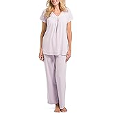 Fishers Finery Women's EcoFabric Pajama Set; Short Sleeve Top & Full Length Pant with Gift Box