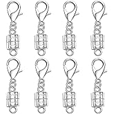 925 Silver Magnetic Necklace Clasp with Lobster Clasp,Magnetic Necklace Clasps and Closures for Bracelet Necklace Extender (8silvery)