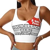 Custom Women's Sports Bra Personalized Photo Name Logo Text Sports Bra Sports Bras for Women
