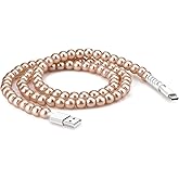 SAMONPOW USB C Cable for iPhone 17 Pro 60W USB A to Type C Charger Cord Fast Charging Beaded 3.3FT USB C Cable for iPhone 17 16 15 Pro Max, for Samsung Galaxy S25 S24 S23 More, Champagne Gold