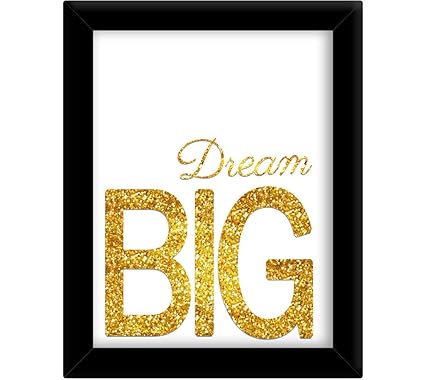 TIED RIBBONS Dream Big Framed Poster (Synthetic Wood, 25.9 cm x 1 x 34.5 cm, Gold)