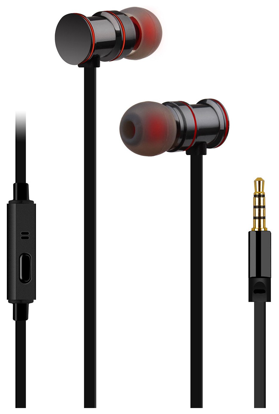 Pro Magnetic Earphones | Built in microphone and track control button, Noise Cancelling, Deep Bass, Tangle Free Cable, Compatible with iOS and Android devices - BLACK