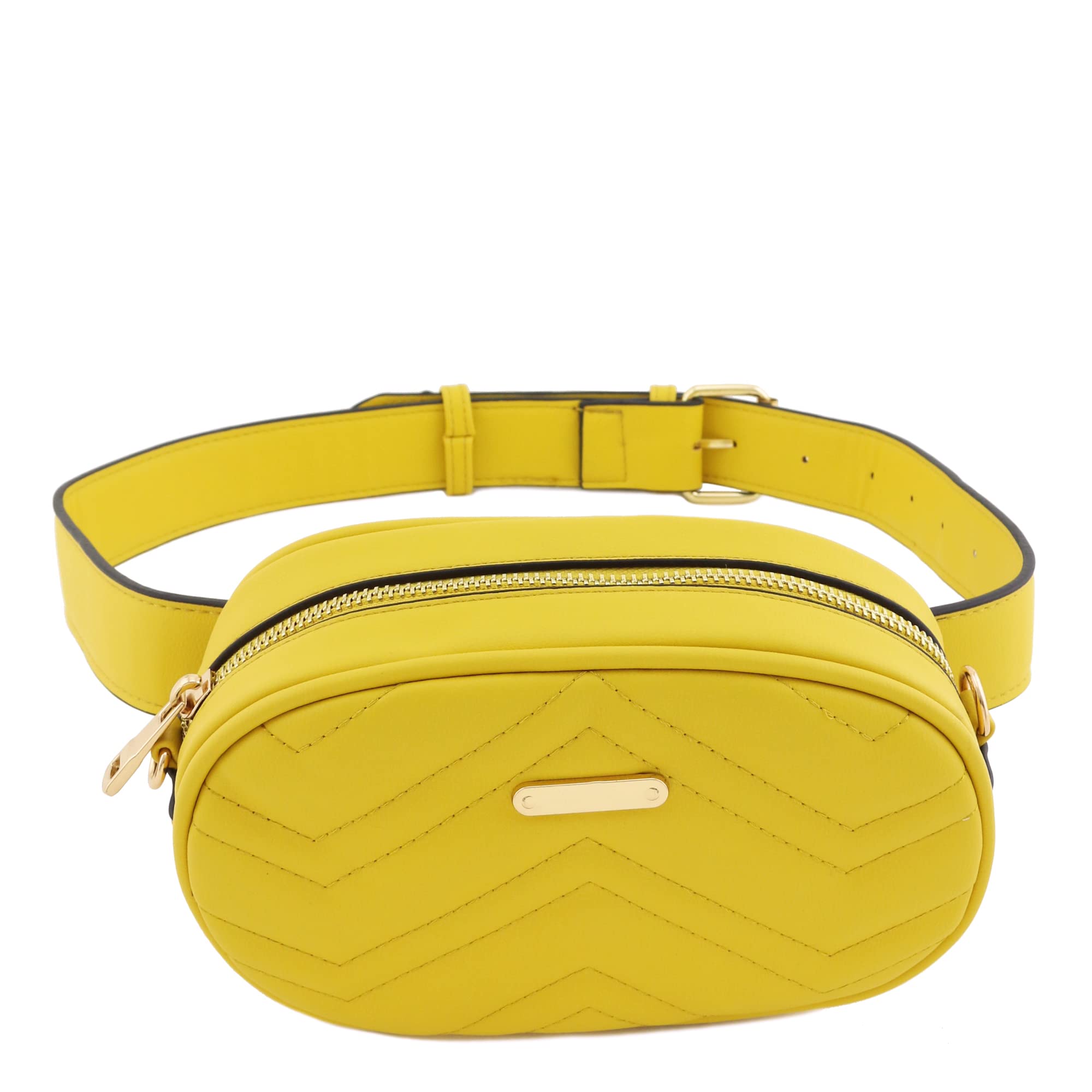 Quilted Small Versatile Purse Fanny Pack Waist Bag Crossbody yellow Size: One Size