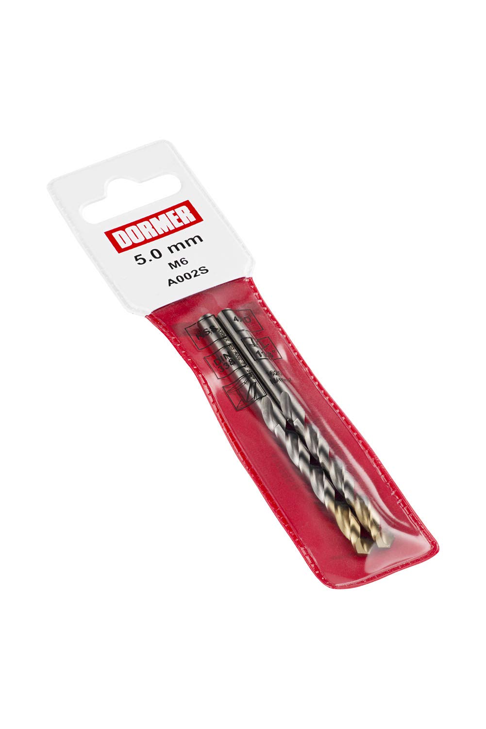 Dormer A002S HSS High Speed Steel Jobber Drill Bit with 118 Degree Tin Tipped Split Point, 2Pcs Pouch Pack