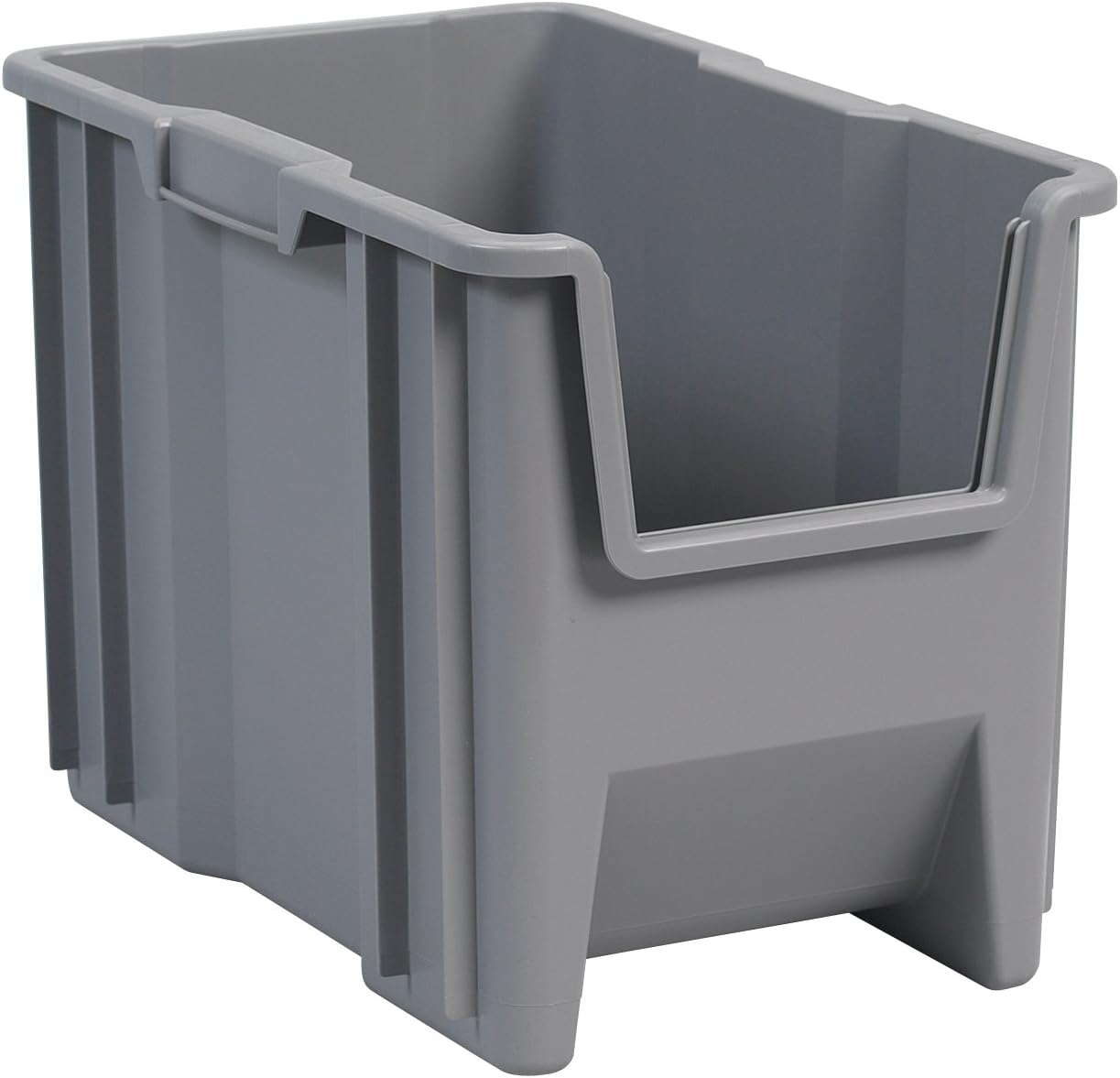 Akro-Mils 13014 Stack-N-Store Heavy Duty Stackable Open Front Plastic Storage Container Bin, (17-1/2-Inch x 11-Inch x 12-1/2-Inch), Gray, (4-Pack)